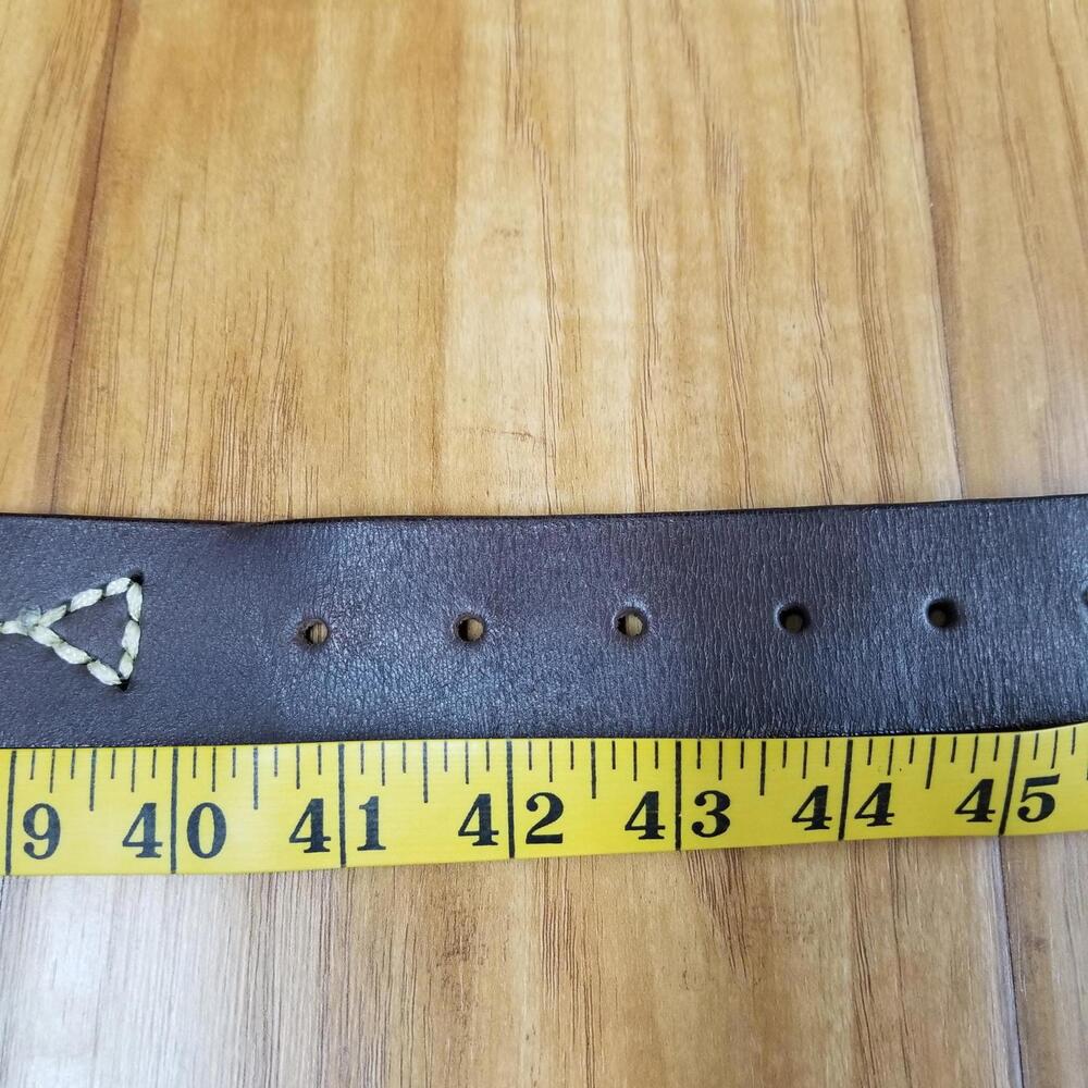 Men's Thick Stitched Genuine Leather Belt Brown 42 Fits 41"- 44" - Picture 7 of 11